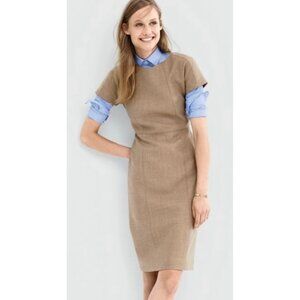 J.Crew Dolman 100% Wool Sheath Dress Womens 6 Camel Double Serge Office Preppy